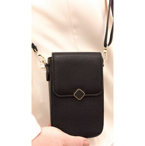 Dámska čierna kabelka na telefón/peňaženka s popruhom crossbody NICOLA