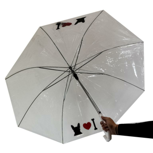 Dámsky biely priehľadný dáždnik INIGO