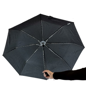 Dámsky čierny bodkovaný dáždnik MANHA