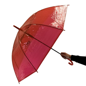 Dámsky priehľadný červený dáždnik RIMSHA