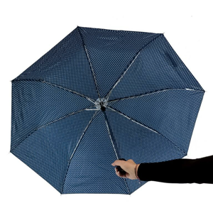 Dámsky tmavo-modrý bodkovaný dáždnik MANHA