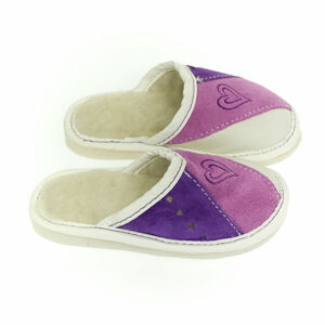 Detské kožené fialové papuče HERTA 25-35
