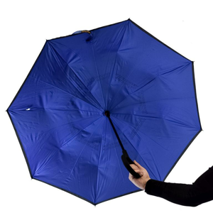 Unisex obrátený tmavo-modrý dáždnik DARIO